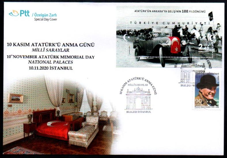 2020 10 KASIM ATATÜRKÜ ANMA GÜNÜ MİLLİ SARAYLAR ÖZEL GÜN ZARFI