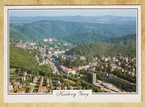 Karlovy Vary Panoraması (Milos Hejlek) Kartpostalı