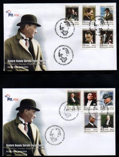 2009 ATATÜRK KONULU SÜREKLİ SERİ 2 ZARF FDC