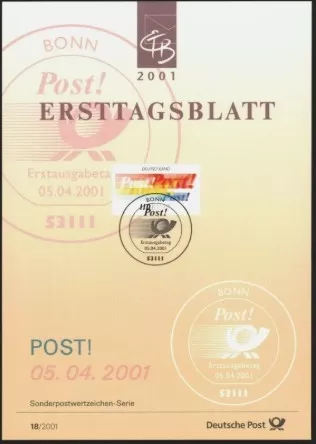 Almanya ETB, Ersttagsblatt 18/2001 – POST!