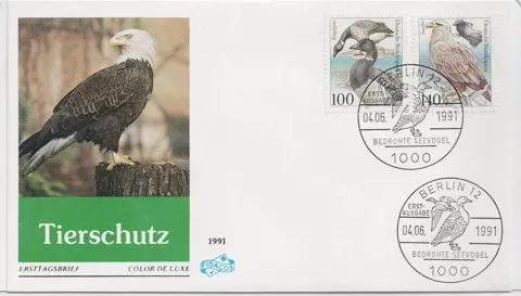 Almanya 1991 Nesli Tehlike Altında Olan Deniz Kuşları FDC