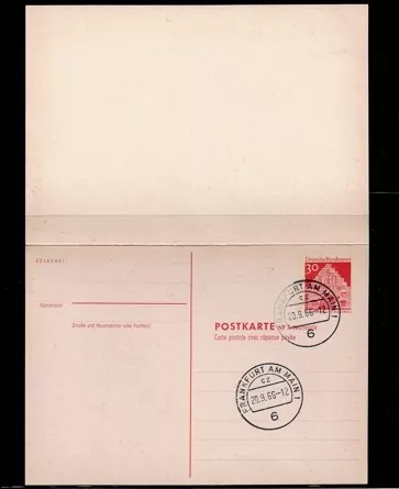 1966 Frankfurt – Almanya Önceden Ödenmiş Yanıt Kartpostalı