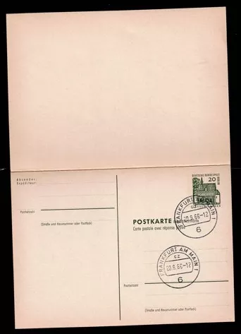 1960’lar Frankfurt – Almanya Önceden Ödenmiş Yanıt Kartları Serisi (Ön & Arka Yüz)
