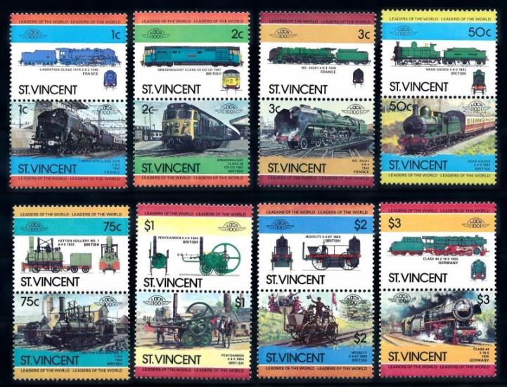 ST. VINCENT GRANİDİNLER 1984 DEMİRYOLU TRENLERİ LOKOMOTİFLER