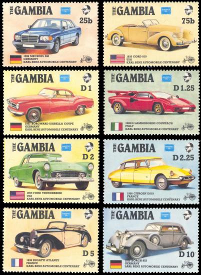 GAMBİYA 1986 OTOMOBİLLER - AMERİPEX 86