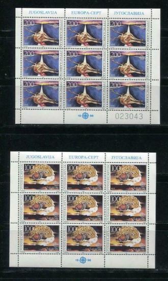 1986 YUGOSLAVYA EUROPA CEPT KLEİNBOGEN MNH BLOK