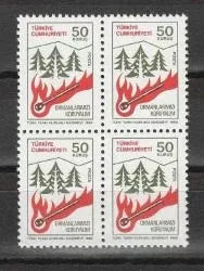 1980 ORMAN KONULU SÜREKLİ SERİ 4’LÜ BLOK MNH