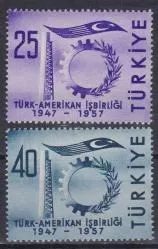 1957 TÜRK AMERİKAN İŞBİRLİĞİNİN X.YILI MNH