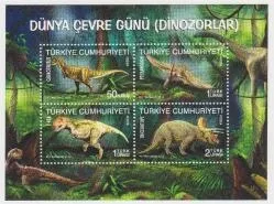 2012 DÜNYA ÇEVRE GÜNÜ DİNOZORLAR ANMA BLOĞU MNH