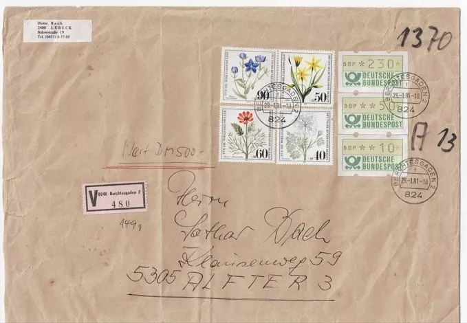 Deutsche Bundespost Wertbrief: 1981 Almanya’dan Postadan Geçmiş Sigortalı Zarf