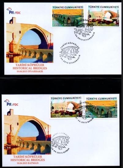 2015 TARİHİ KÖPRÜLER DİYARBAKIR BATMAN 2 ZARF FDC