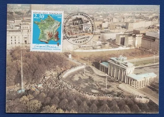 1990 Berlin – Fransız-Alman Tarihi Misyon Kartı (Brandenburg Kapısı, Berlin Duvarı’nın Yıkılışı)