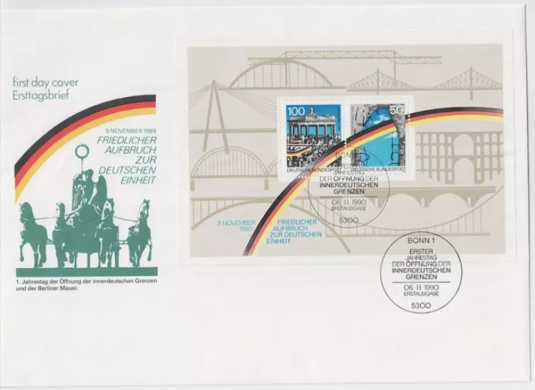 ALMANYA 1990 Berlin Duvarı’nın Yıkılışının 1.Yıldönümü ve Brandenburg Kapısı FDC