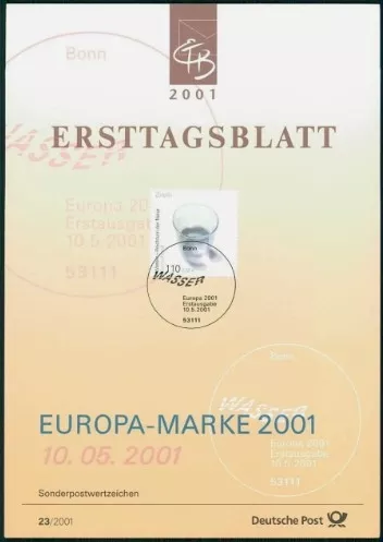 Almanya ETB, Ersttagsblatt 23/2001 – Europa-Marke 2001: Wasser