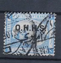 1915 yılında basılan Mısır resmi posta pulu. “O.H.H.S.” (Official High Highness Service)
