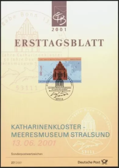 Almanya ETB 27/2001 – 50 Yıl Deutsches Meeresmuseum Stralsund