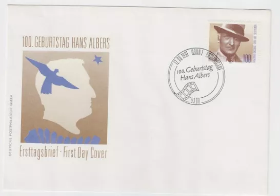 Almanya 1991 Hans Albers’ın 100. doğum günü - aktör FDC