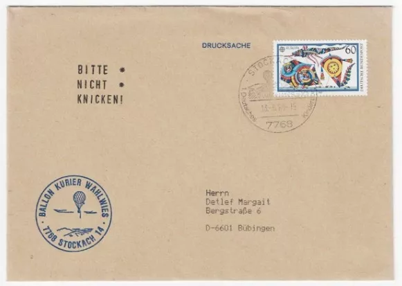 Ballon Kurier Wahlwies – Stockach 1970’ler Balon Posta Zarfı