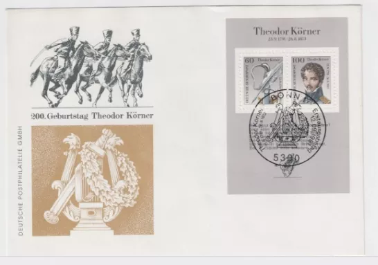Almanya 1991 Theodor Körner’in doğum günü - Block FDC