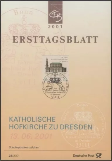 Almanya ETB 28/2001 – 250 Yıl Katholische Hofkirche Dresden