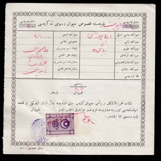 Cumhuriyet Dönemi · Hayvan Sayımı/Pasaportu veya Menşe Şahadetnamesi (1930-1940)