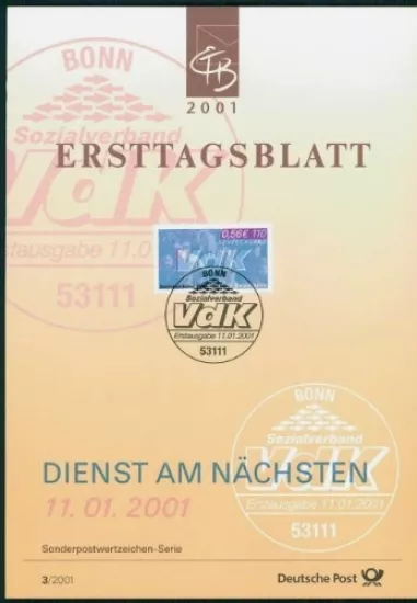 Almanya ETB, Ersttagsblatt 3/2001 – Sozialverband VdK Selbsthilfe