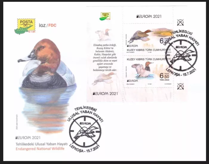 KKTC 2021 TEHLİKEDEKİ ULUSAL YABAN HAYATI BLOK FDC