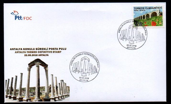 2018 ANTALYA KONULU SÜREKLİ POSTA PULU FDC