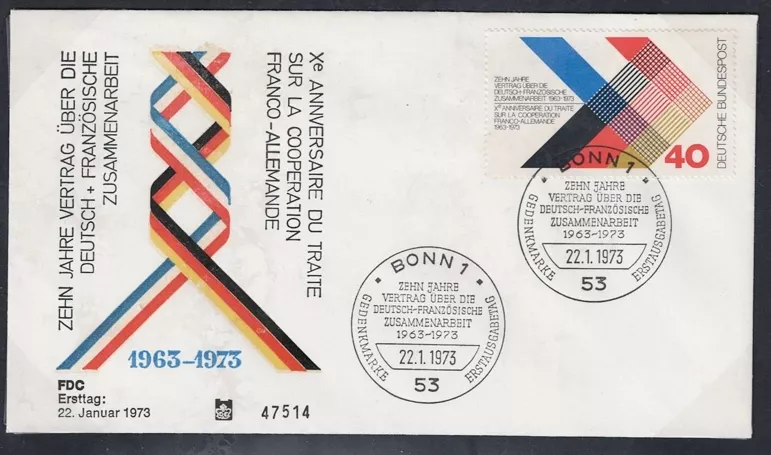 Almanya 1973 Almanya-Fransa İşbirliğinin 10. Yıldönümü - FDC