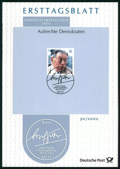 ALMANYA ERSTTAGSBLATT ETB 2002/30 SAĞCI DEMOKRATLAR SİYASET JOSEF FELDER
