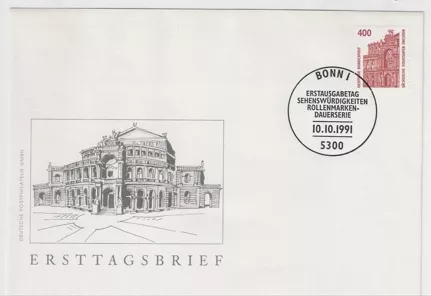 Almanya 1991 Suhl-Heinrichs Belediye Binası’nı tasvir ediyor, FDC