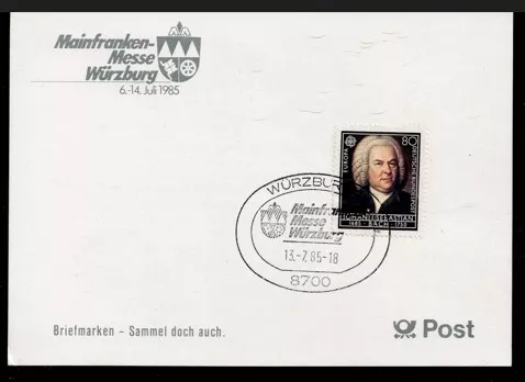 Almanya 1985 Würzburg Ticaret Fuarı Tanıtım Damgalı Posta Kartı