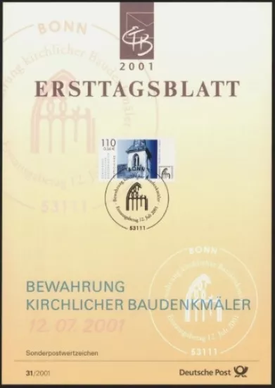 Almanya ETB 31/2001 – Bewahrung Kirchlicher Baudenkmäler