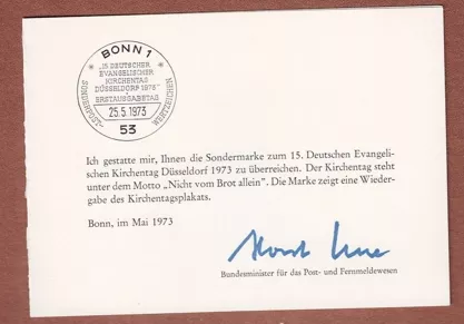 Almanya 1973 15. Alman Evanjelik Kilise Günü Özel Kart