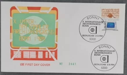 Almanya 1984 Uluslararası Arşiv Kongresi, FDC, Bonn 