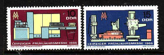  ALMANYA DDR 1966 LEIPZIG BAHAR FUARI BİLGİSAYAR VE FREZE MAKİNESİ PUL SETİ 