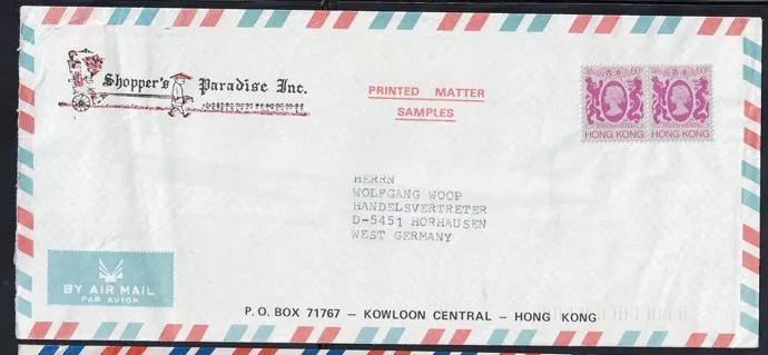 Hong Kong – Batı Almanya Ticari Airmail Zarfı (1970’ler)