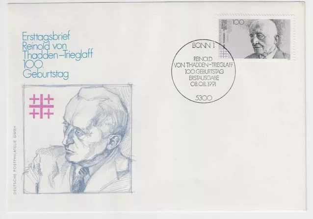 Almanya 1991 Thadden-Trieglaff’ın 100. Doğum Günü FDC