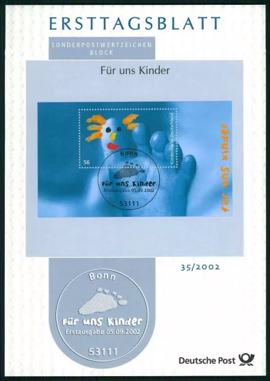 ALMANYA ERSTTAGSBLATT ETB 2002/35 ÇOCUKLAR CHILD ENFANTS KINDER