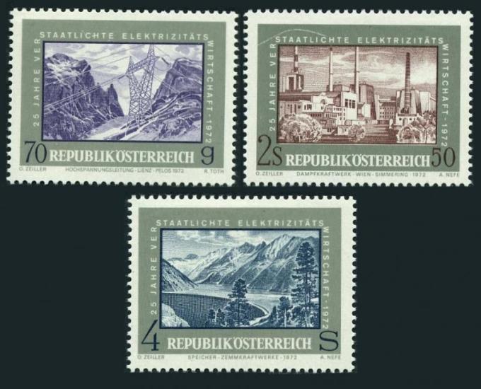 AVUSTURYA 1972 Millileştirilmiş Elektriğin 25. Yıldönümü