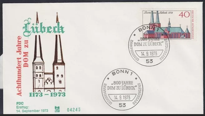 Almanya 1973 Turizm: Şehir merkezleri, Lübeck FDC