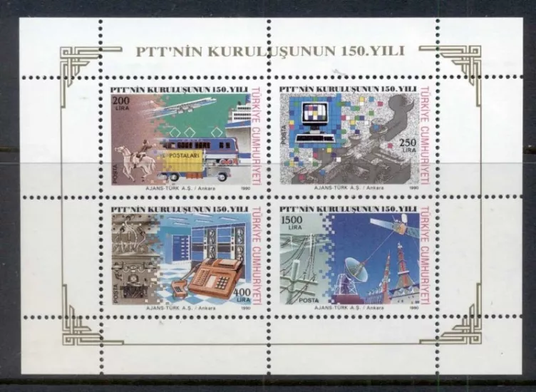 1990 PTT’NİN KURULUŞUNUN 150.YILI HATIRA BLOĞU MNH