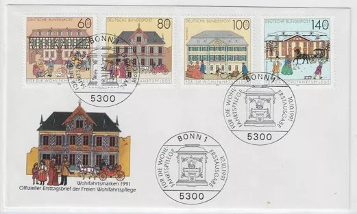 Almanya 1991 Almanya’daki Tarihi Postaneler (Berlin) FDC + Kart