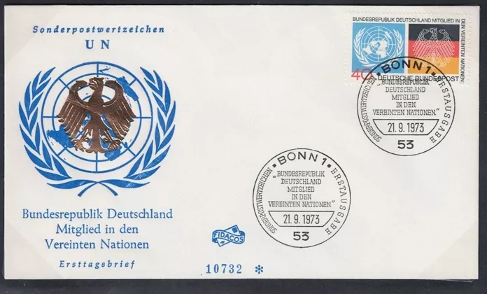Almanya 1973 Almanya Federal Cumhuriyeti’nin Birleşmiş Milletler’e (BM) Kabulü FDC