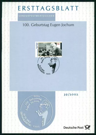 ALMANYA ERSTTAGSBLATT ETB 2002/39 ORKESTRA ŞEFİ EUGEN JOCHUM BAYREUTH FESTİVALİ PARSIFAL