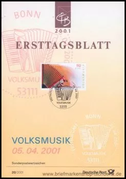 Almanya ETB, Ersttagsblatt 20/2001 – Volksmusik