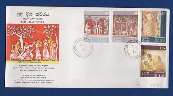 1973 Sri Lanka İlk Gün Zarfı – Rock and Temple Paintings Koleksiyonluk