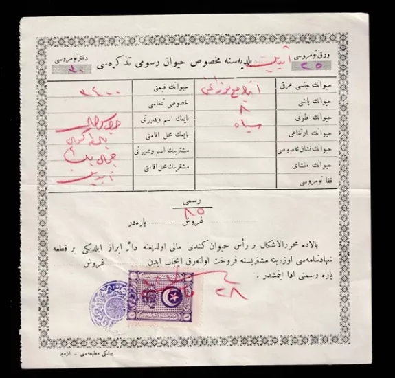 Cumhuriyet Dönemi · Hayvan Sayımı/Pasaportu veya Menşe Şahadetnamesi (1930-1940)