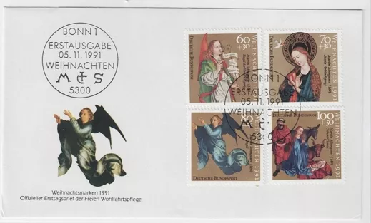 Almanya 1991 Noel Eserleri Martin Schongauer FDC