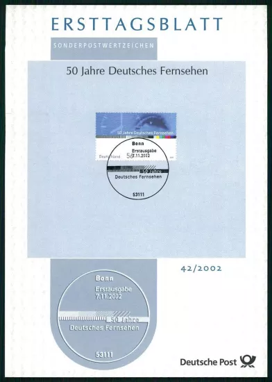 ALMANYA ERSTTAGSBLATT ETB 2002/42 ALMAN TELEVİZYONU